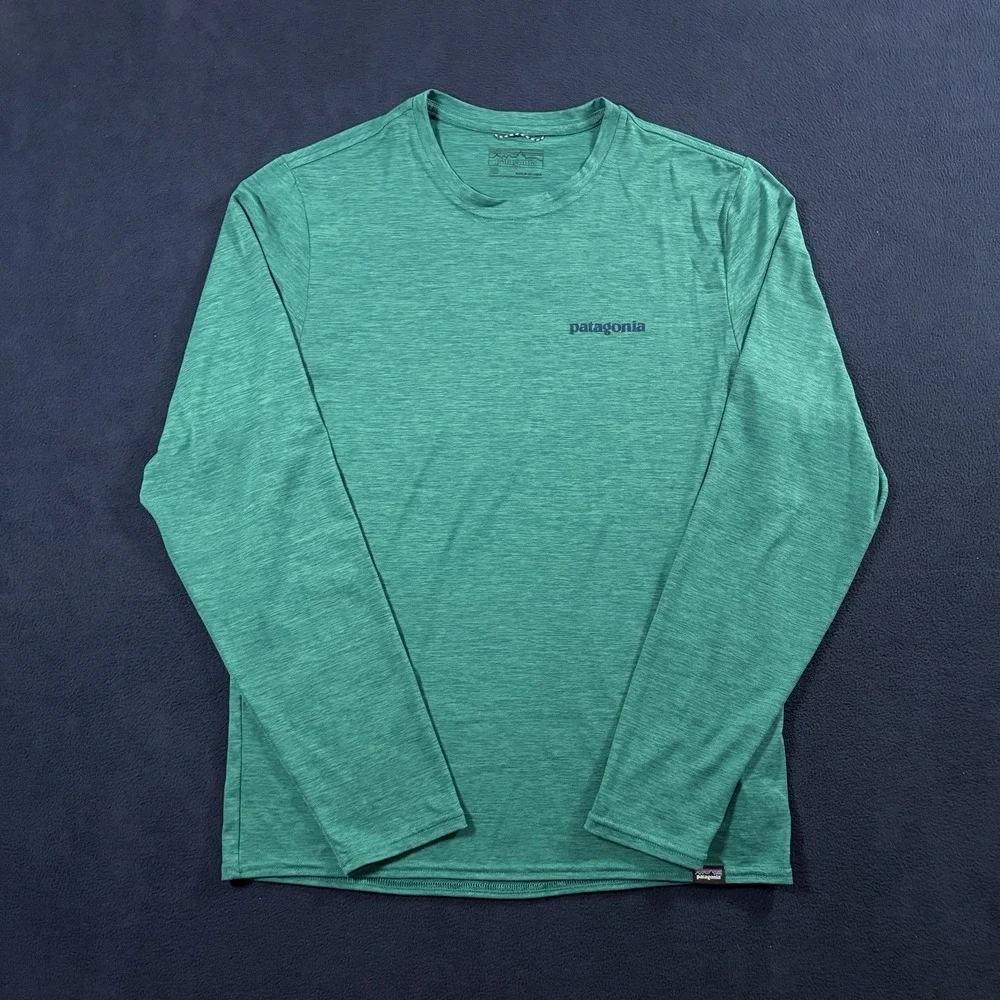 Patagonia Capilene Cool Daily LS Graphic Shirt Mens XS Green Boardshort Wave